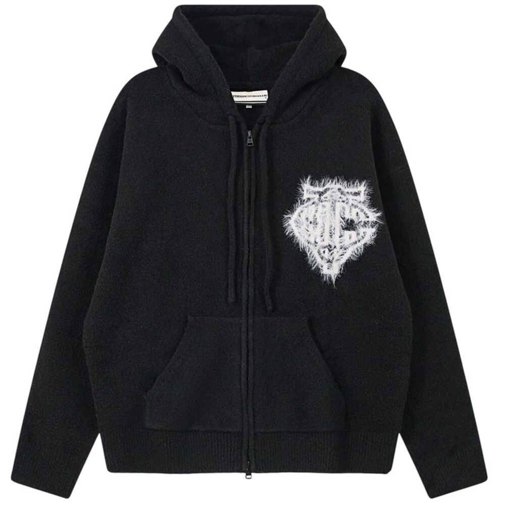 Couture Club Womens/Ladies Fluffy Full Zip Hoodie / Black